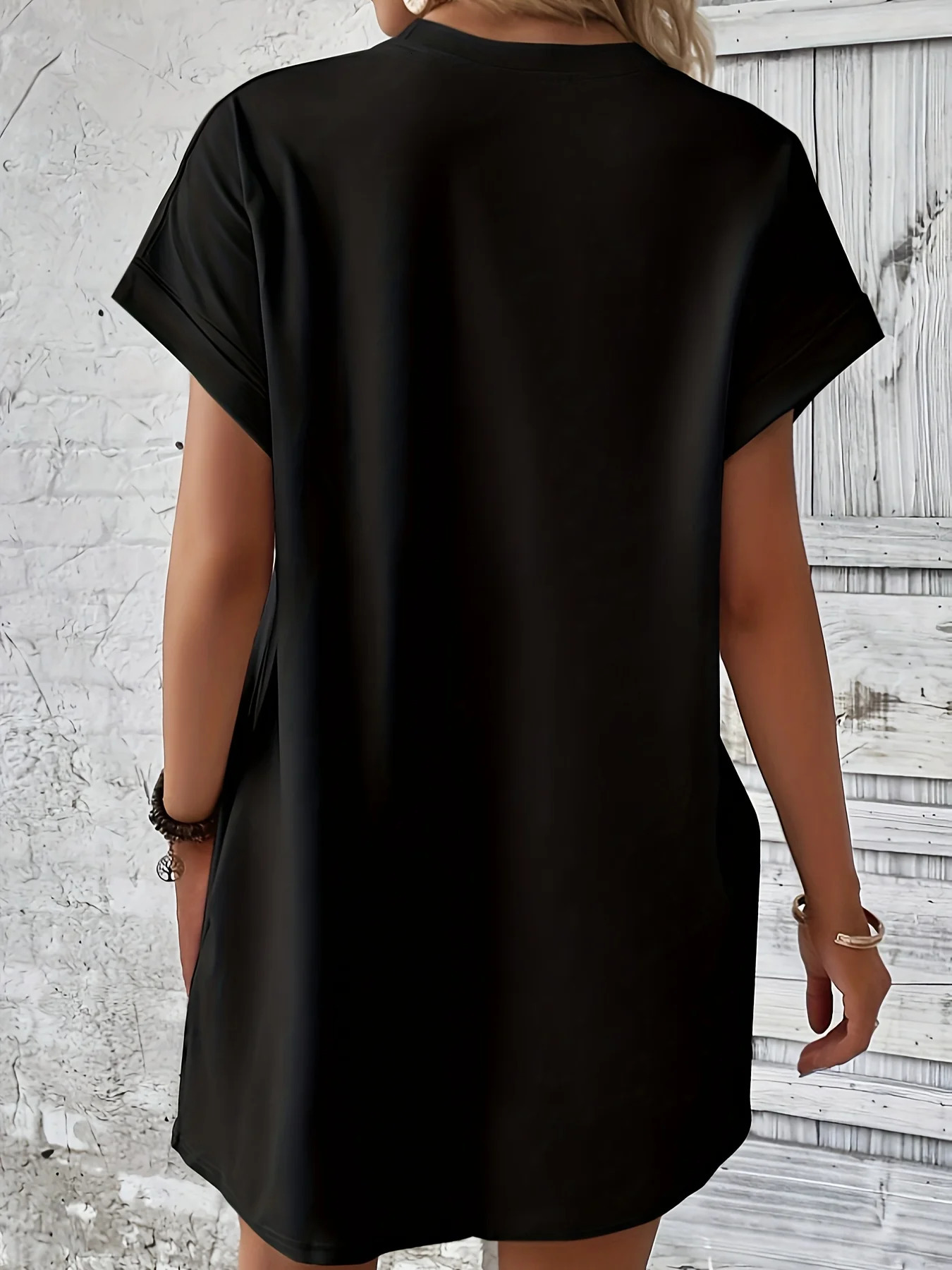 Ladies summer loose GUEESS Los Angeles letter pattern print round neck short sleeved pocket comfortable casual plus size dress 250717