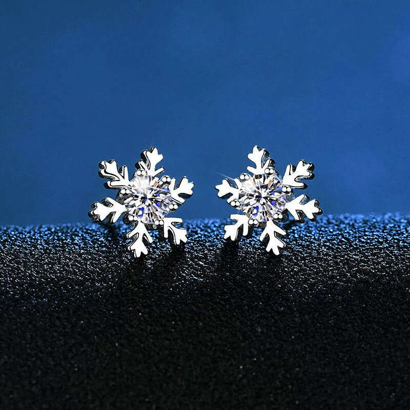 S Pure Sier Snowflake Moissanite Personality Earrings Internet Celebrity Hot Sale ce8