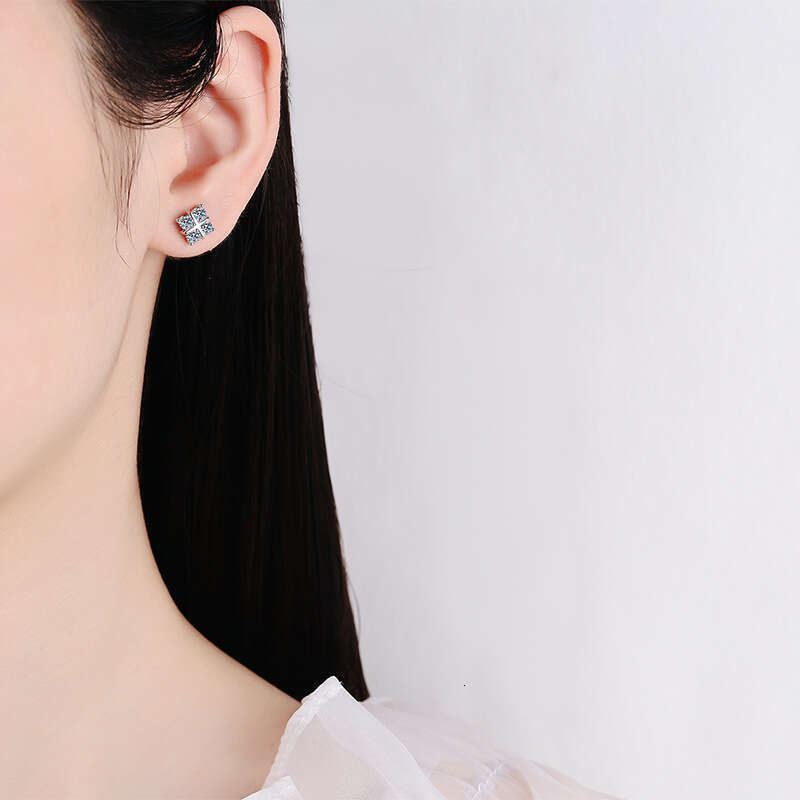 S Sier Classic Cross Plated Elegant Simple Moissanite Earrings c07