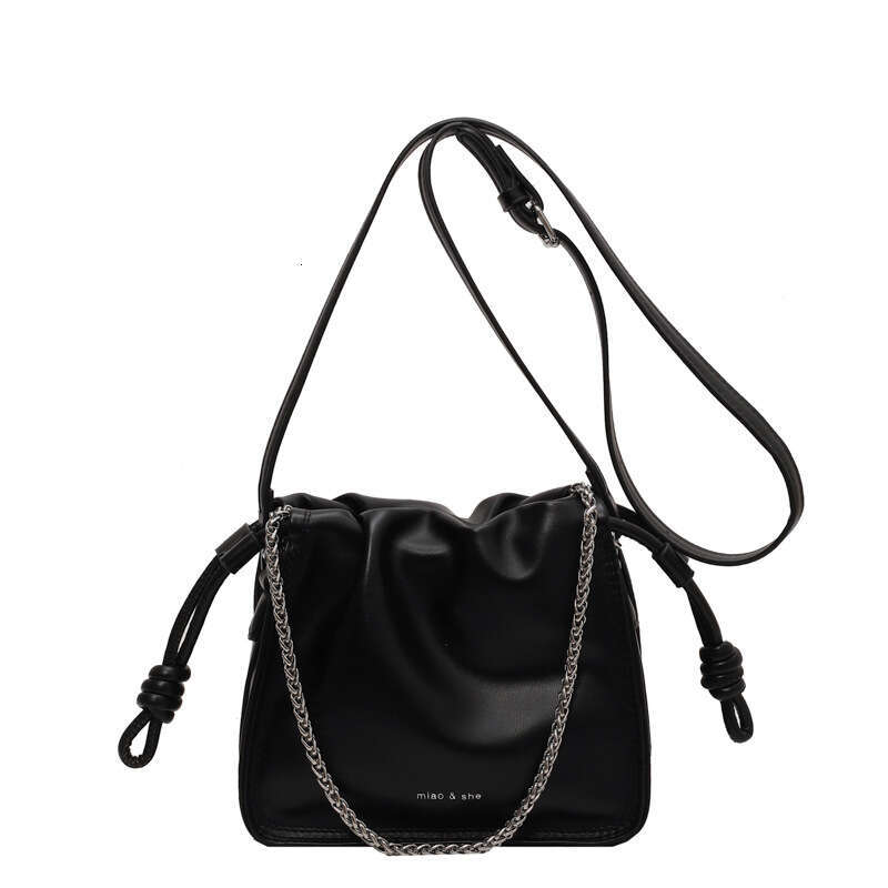 for Women with High-End French Style, Underarm Chain Drawstring Cloud Small Square Bag, Unique Niche Shoulder Crossbody Bag