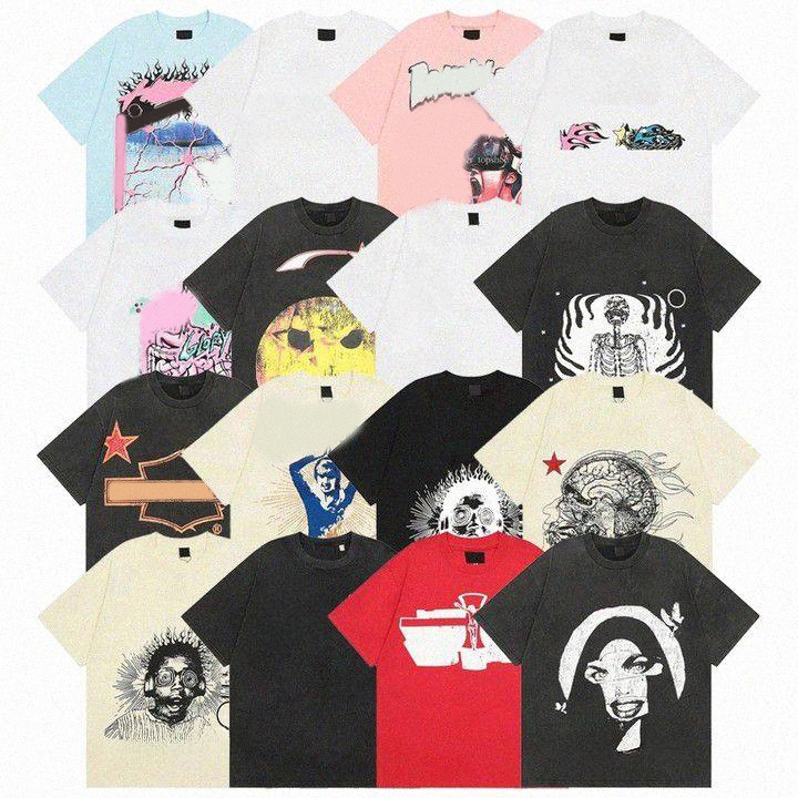 Mens T shirt designer summer short sleeve tshirts womens Graffiti Tee Print Loose High Street Shorts