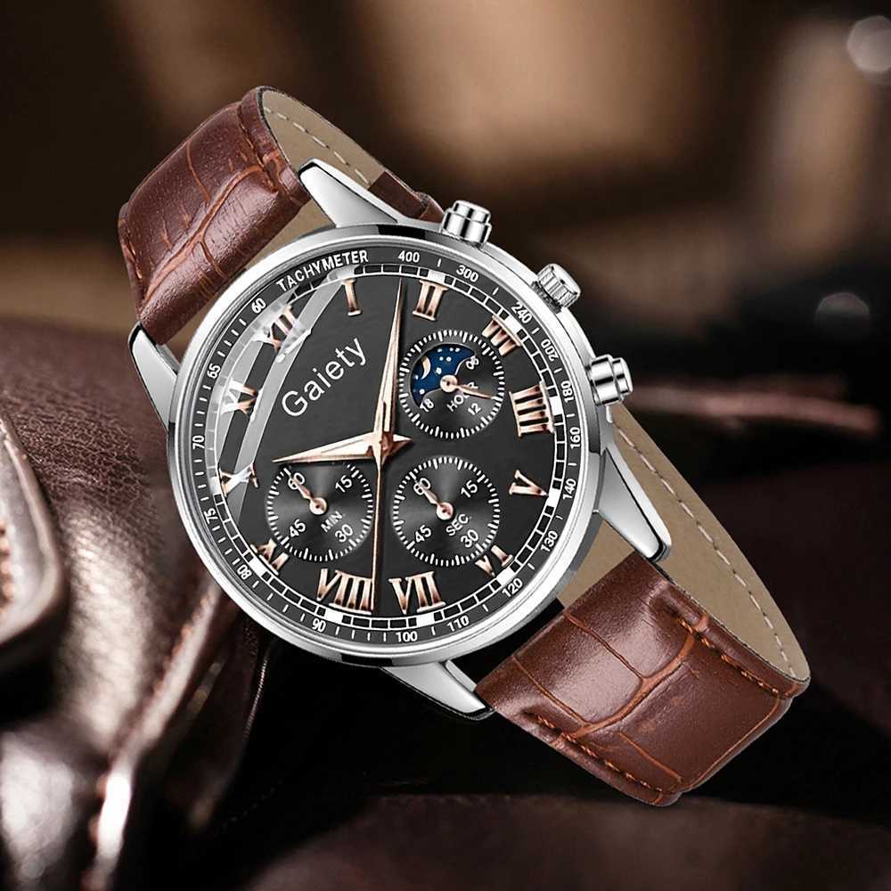 2PCS Business Mens Watch Set Fashion Trend Retro Versatile Quartz Watch Set Suitable for Daily Clothing Matching Holiday Gifts W250718