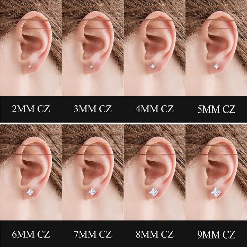 1 Pair 316L Stainless Steel 2-8MM Round/Square Crystal Cubic Zirconia Stud Earrings Set for Women Men Cartilage Helix Ear Jewelry XJ250718