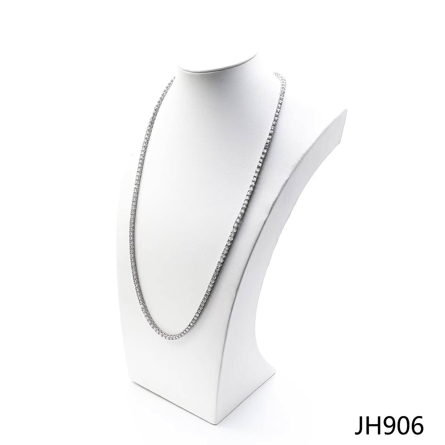 Jasen Classic Brass Silver Tennis Necklace with Cubic Zirconia Moissanite Diamonds Gold Plated Chains for Women and Men