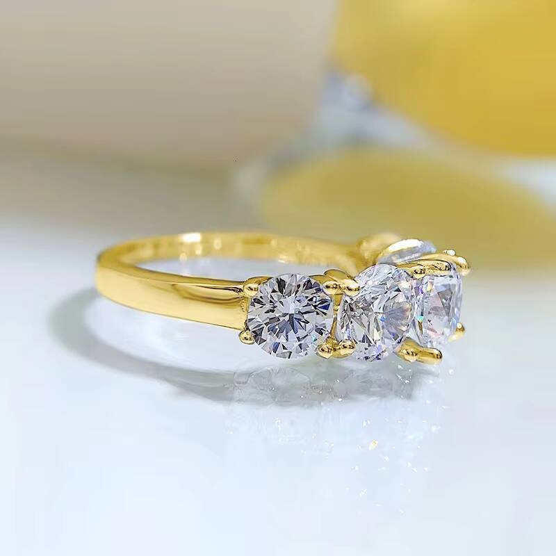 Engagement Wedding Ring Women D Color VVS1 925 Sterling Silver Five Stone Round Cut Moissanite Ring for Women