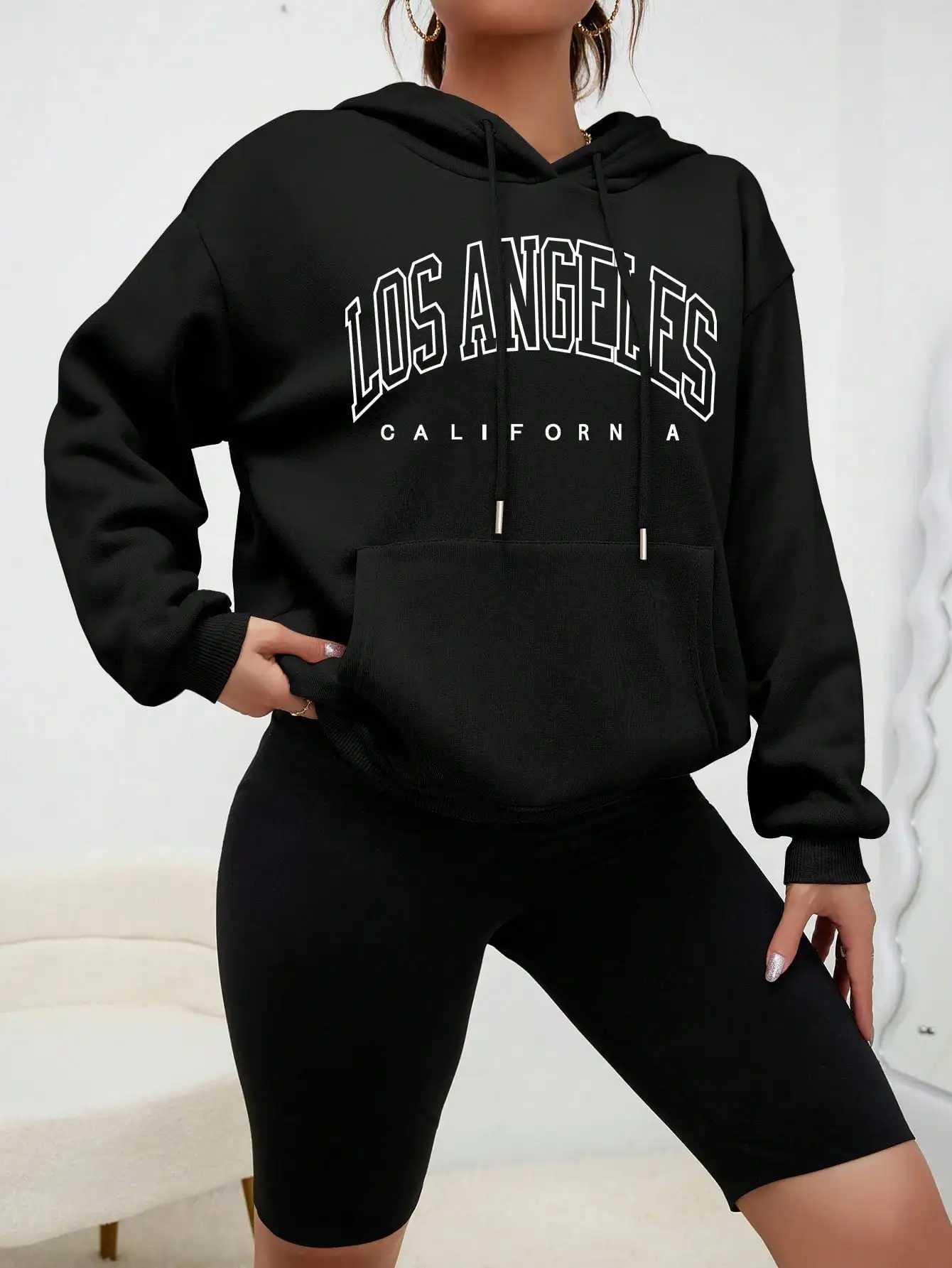 Los Angeles Art Letter Design Women Hoodies American Style Casual Hoody Autumn Hip Hop Female Hoodie Casual Fleece Clothing Z250719