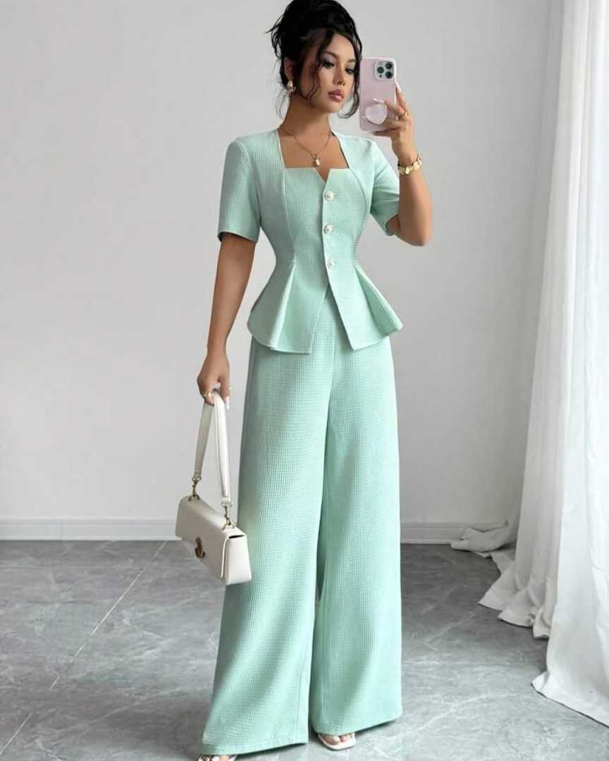 Slim Fit Mint Green Women Pants Suits Customized Summer Short Sleeve Ladies Prom Evening Guest Wear Birthday Party Outfits 2 Pieces