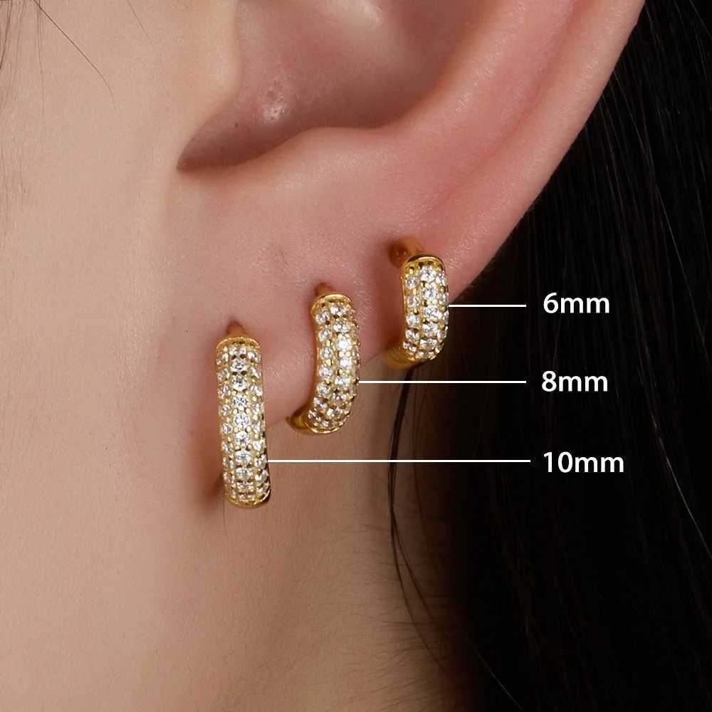 Delicate Small Inlaid Crystal Zircons Huggie Hoop Earrings for Women Men Inner Size 6/8/10mm Daily Stackable Round Ear Buckles XJ250718