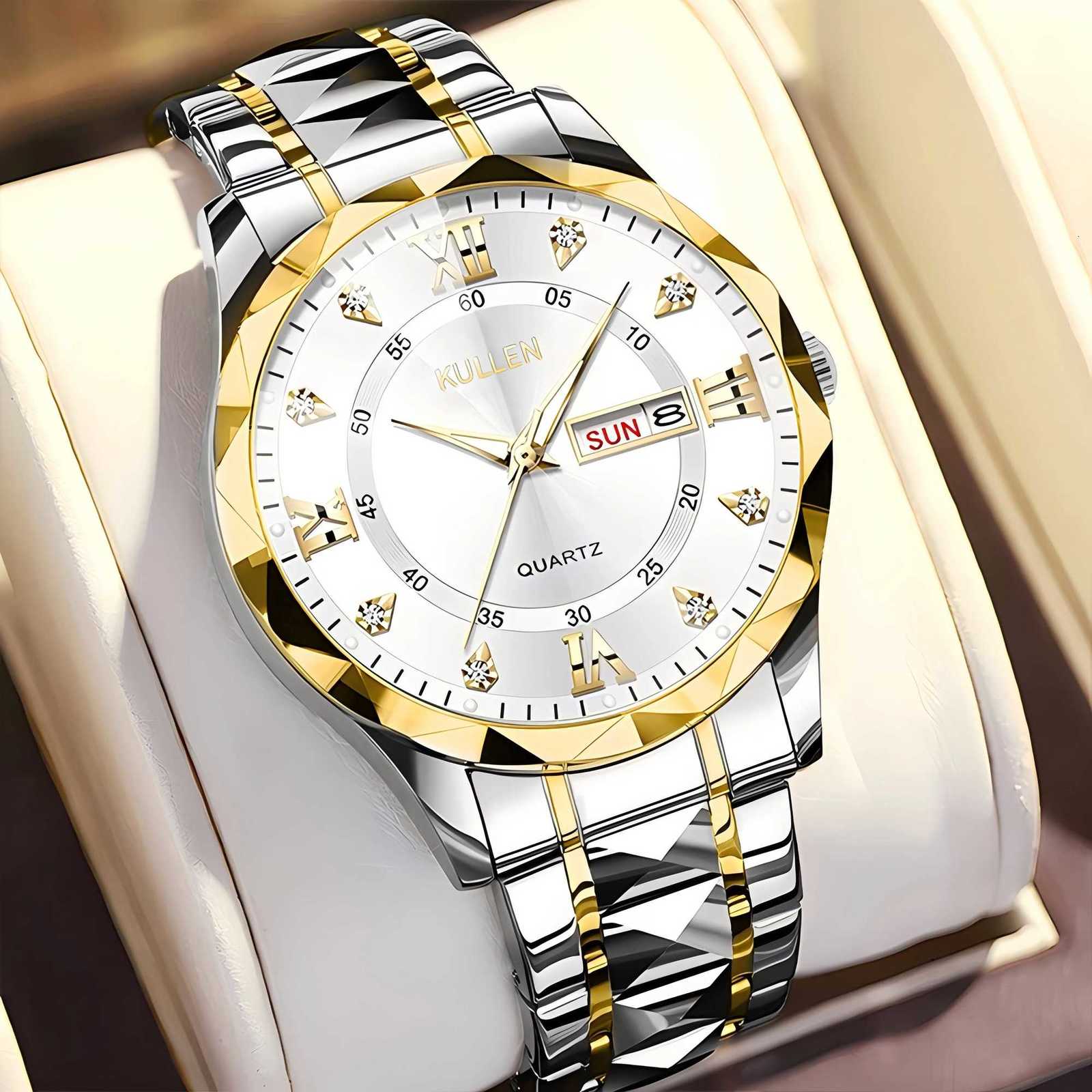 New Luxury Mens Watch Business Roman Numerals Dual Calendar Fashion Student Youth Quartz Watch W250718