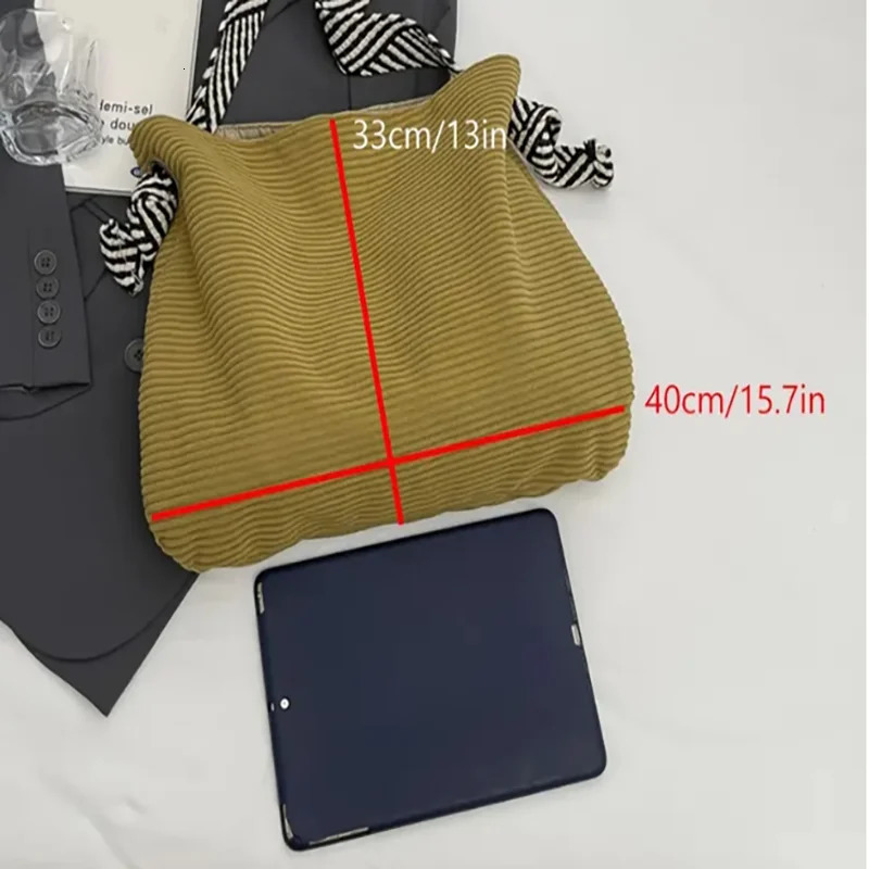 Womens Bag Corduroy Handbag Spacious Lightweight Soft Plush Lining With Magnetic Snap Closure Large Capacity For Daily Commute 250717
