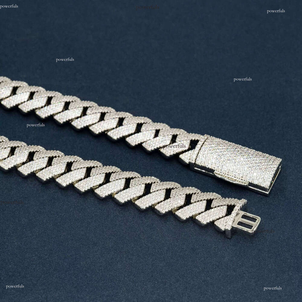 Top Sale Hip Hop Jewelry Sterling Sier Iced Out Lab Dia Necklace 15mm Cuban Link Chain Moissanite