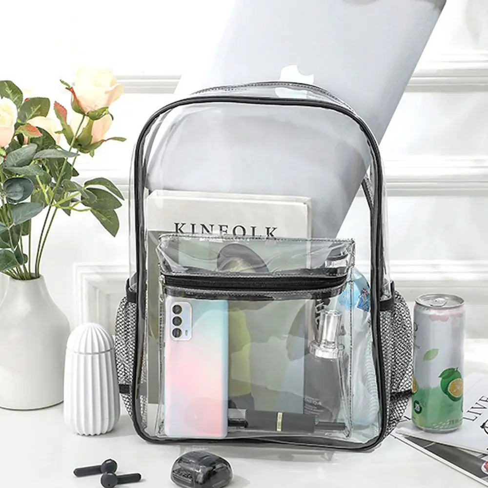 Transparent PVC Outdoor Sports Fitness KnapsackTravel Visible Backpack Large Capacity Waterproof Shoulders Bag Student backpack 250714