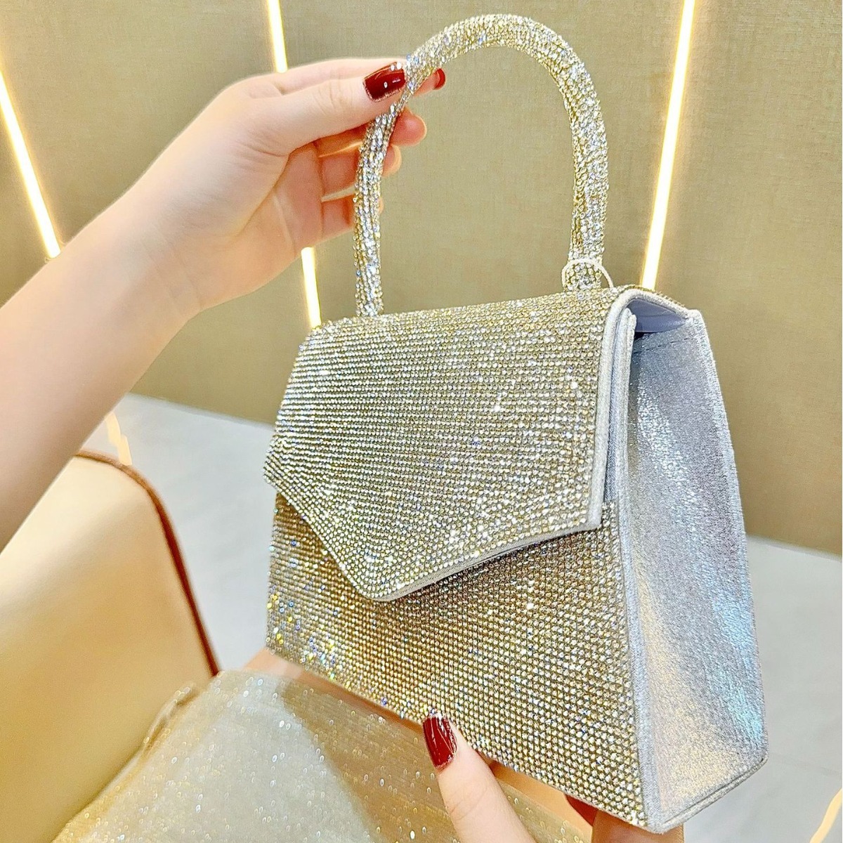 New cross-border European and American retro all diamond evening bag designer bag rhinestone handbag crossbody bag