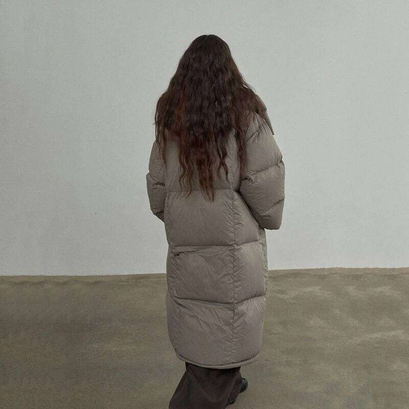 Winter Hooded Mid-Length Women Loose Thick 90 White Duck Jacket Female Windproof Long Over Knee Down Parka Coat MDNG