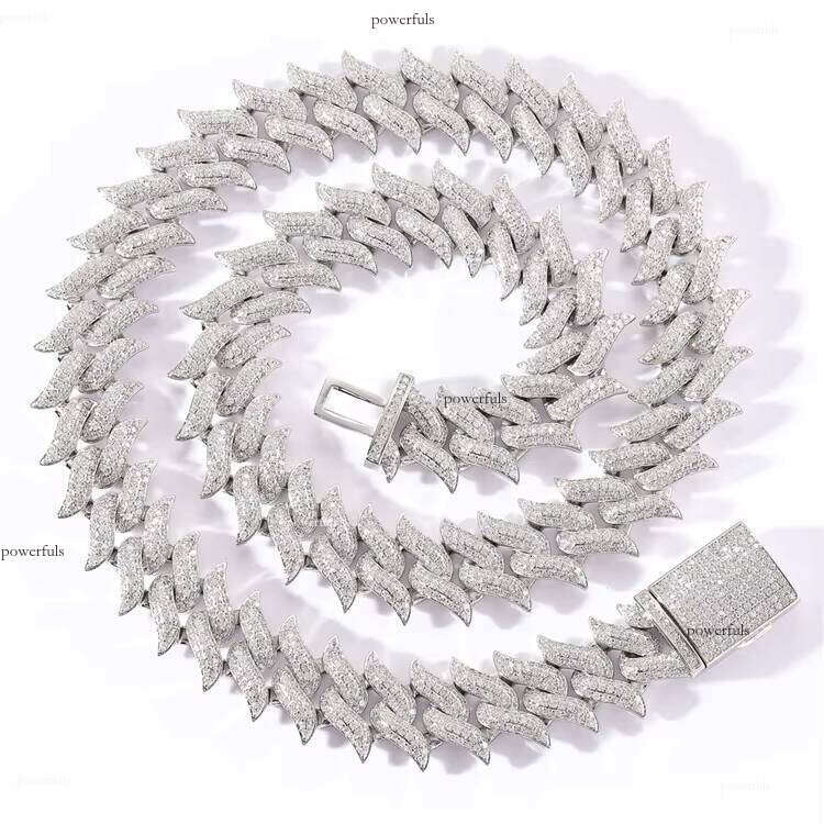 14k Gold Plated 12mm Silicon Stone Sterling Sier Cuban Chain Necklace Hip Hop Style Boutique Jewelry