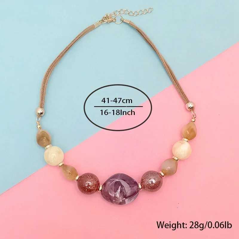 Vintage Beaded Necklace with Acrylic Pendants Wen Stylish Rope Chain Statement Necklace for Daily Wear Commuting Gifts W250718