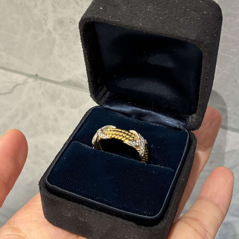 Light Luxury High-end Versatile Braided Cross Color-block Design Vintage Style Designer Jewelry Inlaid Diamond Niche Women's Index Finger Ring