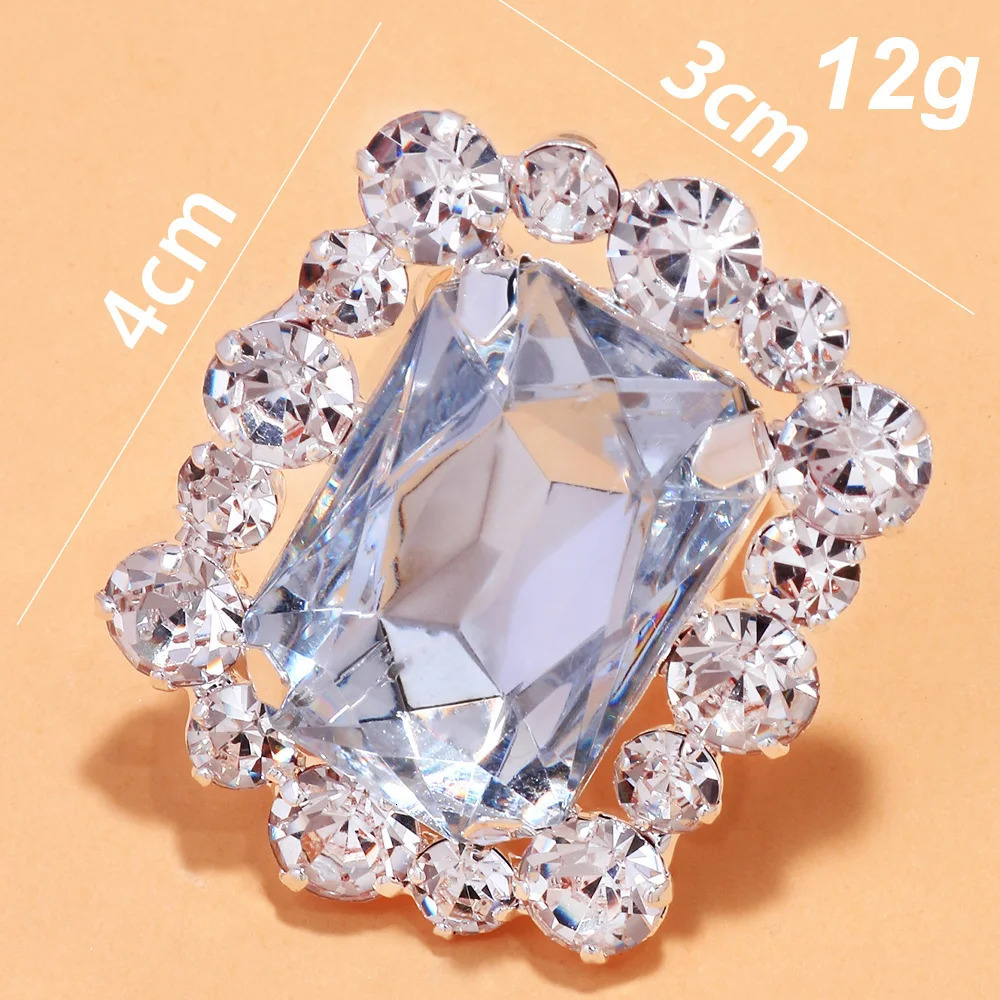 2025 Exaggerate Oversize Transparent Square Crystal Ring for Women Fashion Party Rhinestone Cocktail Ring Open Hand Jewelry 250715