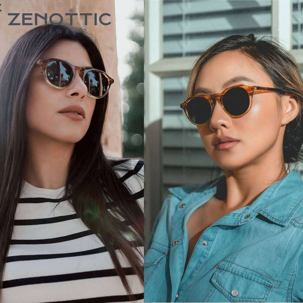 ZENOTTIC 2024 Fashion Acetate Polarized Sunglasses Round Vintage Shade UV400 New Men/Women Retro Sun Glasses 600001S