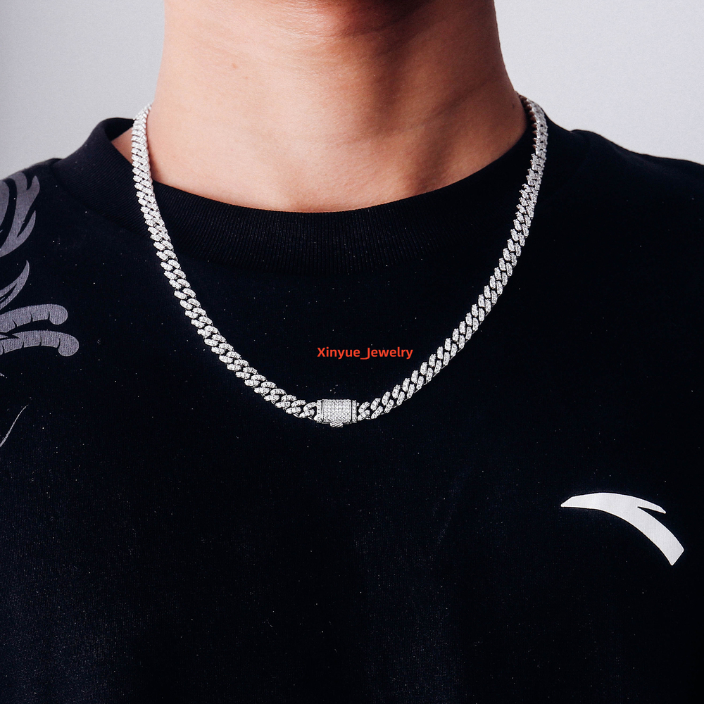 VVS Diamond 6mm S925 Silver GRA Moissanite Pass Diamond Tester Necklace Mans Hiphop Cuban Link Chain for Fashion Jewelry
