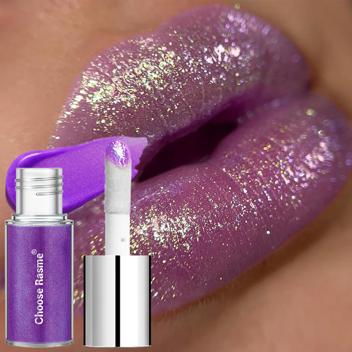 Choose Rasme Glossy Lip Glaze with Pearl Shine - Waterlight Mirror Finish, Moisturizing Plumping Lip Oil with Fine Glitter for Layering