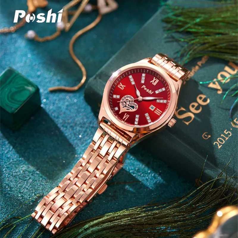 Poshi Top Brand Quartz Watches Stainless Steel Womens Watch With Date Ladies Fashion Dress Wristwatch Clock Relogio Feminino W250718