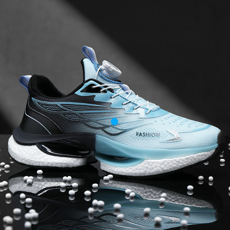 Summer Rotating Button for Men, Fashionable Non-Slip Student Breathable Thick-Soled Popcorn Cushion Running Shoes