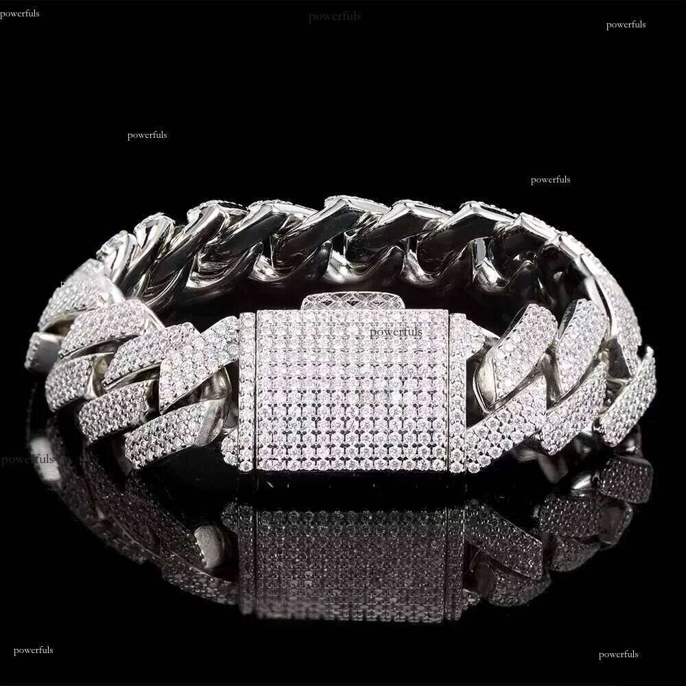 Designer Fashion Cuban Link Chain Pass Moissanite Dia Tester Miami Hip Hop Jewelry VVS Stone Shiny 3 Rows Men Women Sterling Sier Necklace