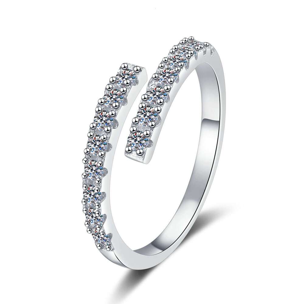 TikTok Fashionable Personality Simple Inlaid Diamond Women's Moissanite Ring Open 906