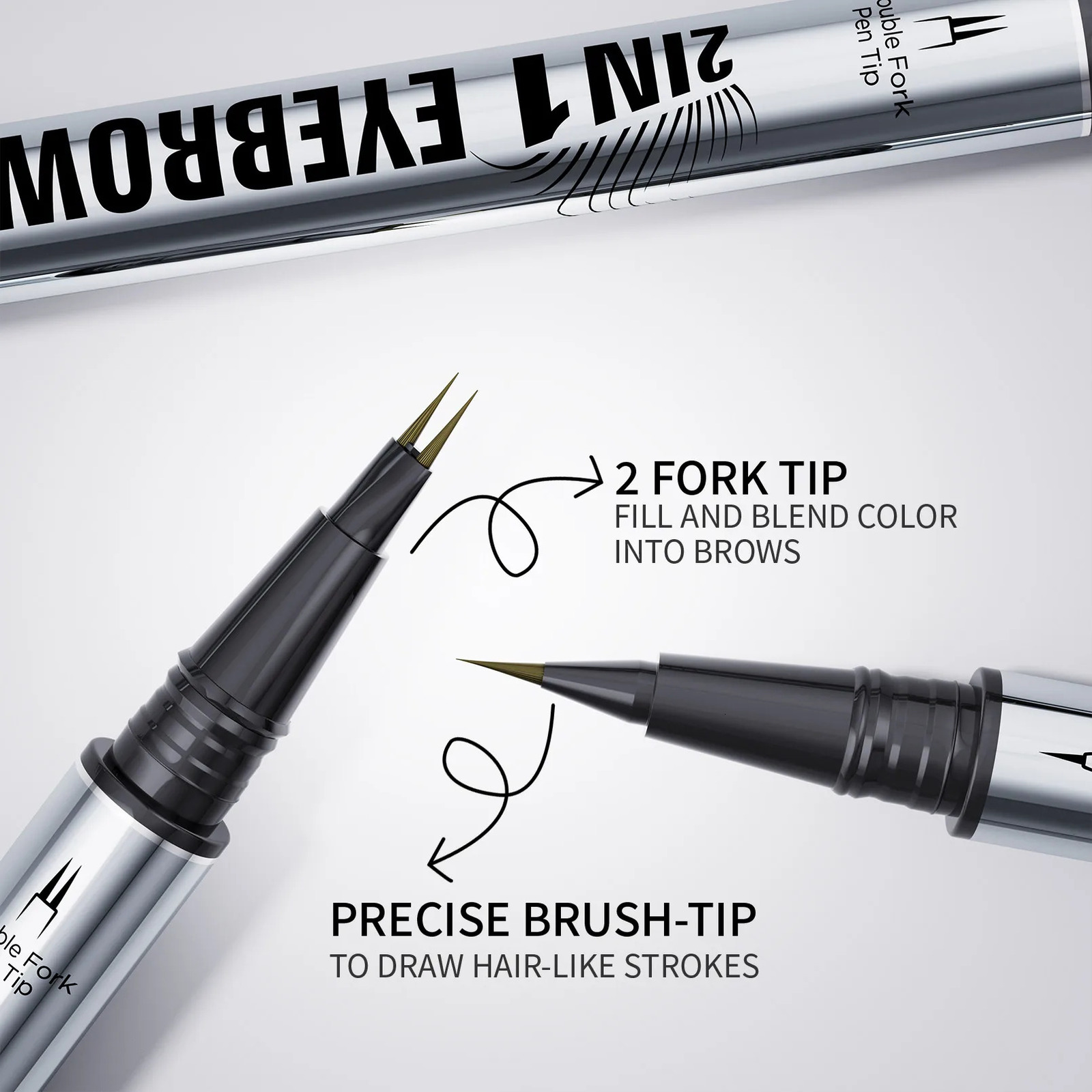 Two-pronged Eyebrow Pencil Waterproof Two-in-one Liquid Eyebrow Pencil Curved Eyebrow Pen With Fork And Precise Brush Tip Makeup 250712