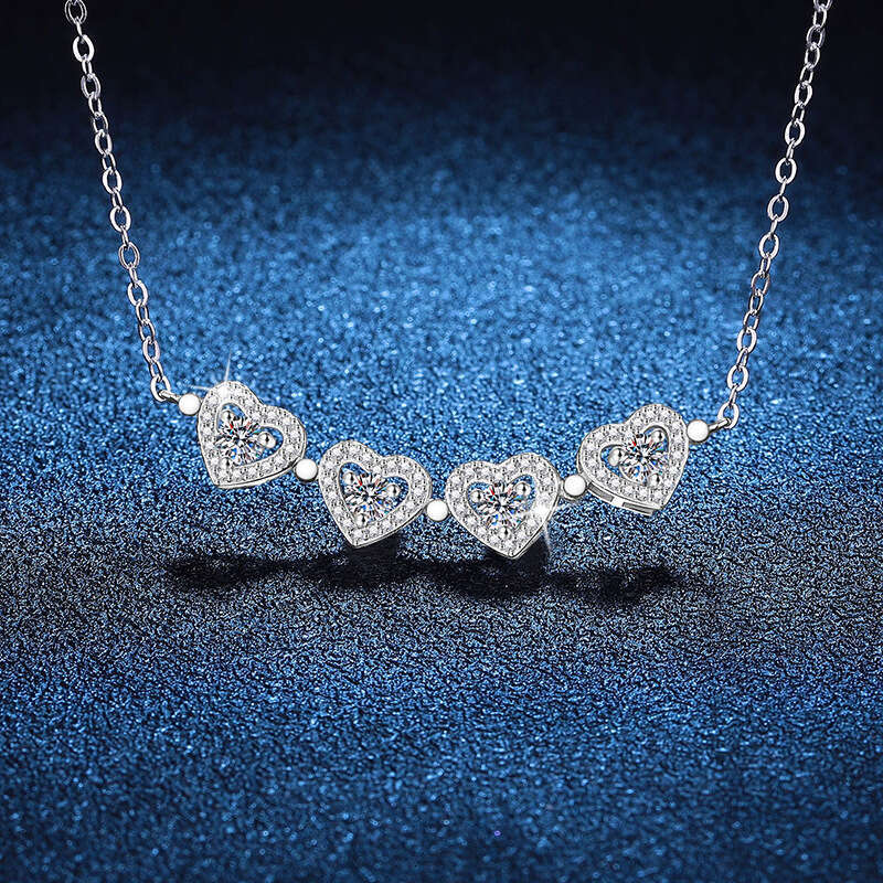 High-Quality S Pure Sier with Pendant Double-Wear Four-Leaf Clover D Color Moissanite Necklace edf