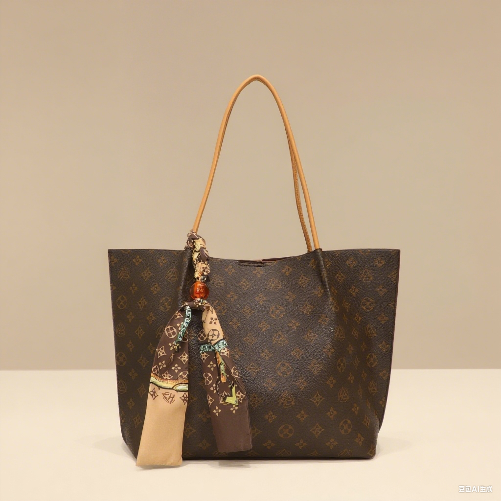 Multi-functional brown women's large-capacity handbag new fashion shoulder tote bag with PU lining, suitable for weekend trips