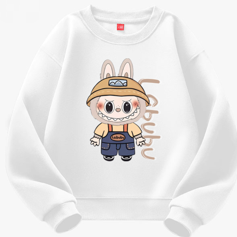 LABUBU pure cotton children's round neck long sleeve top soft and comfortable spring and autumn pattern printed design non-toxic fabric children&