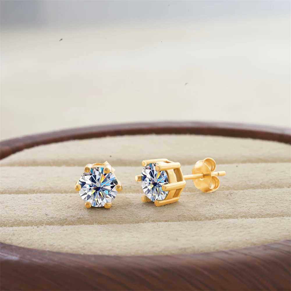 925 Sterling Silver Plated Wedding Fine Jewelry Gift TY D Color Brilliant Round Cut Lab Moissanite Dia Stud Earrings For Women XJ250718