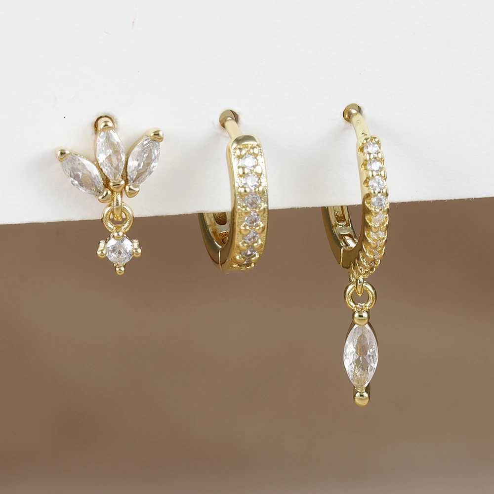 3PCS Fashion Horse Eye Pendant Piercing Earrings Set for Women Stainless Steel Zircon Ear Studs Earring Trendy Jewelry XJ250718