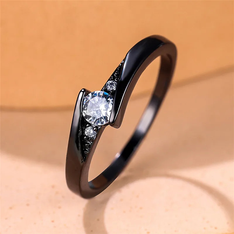 Cute Female Small Zircon Stone Engagement Ring Vintage Yellow Gold Color Wedding Jewelry For Women 250715