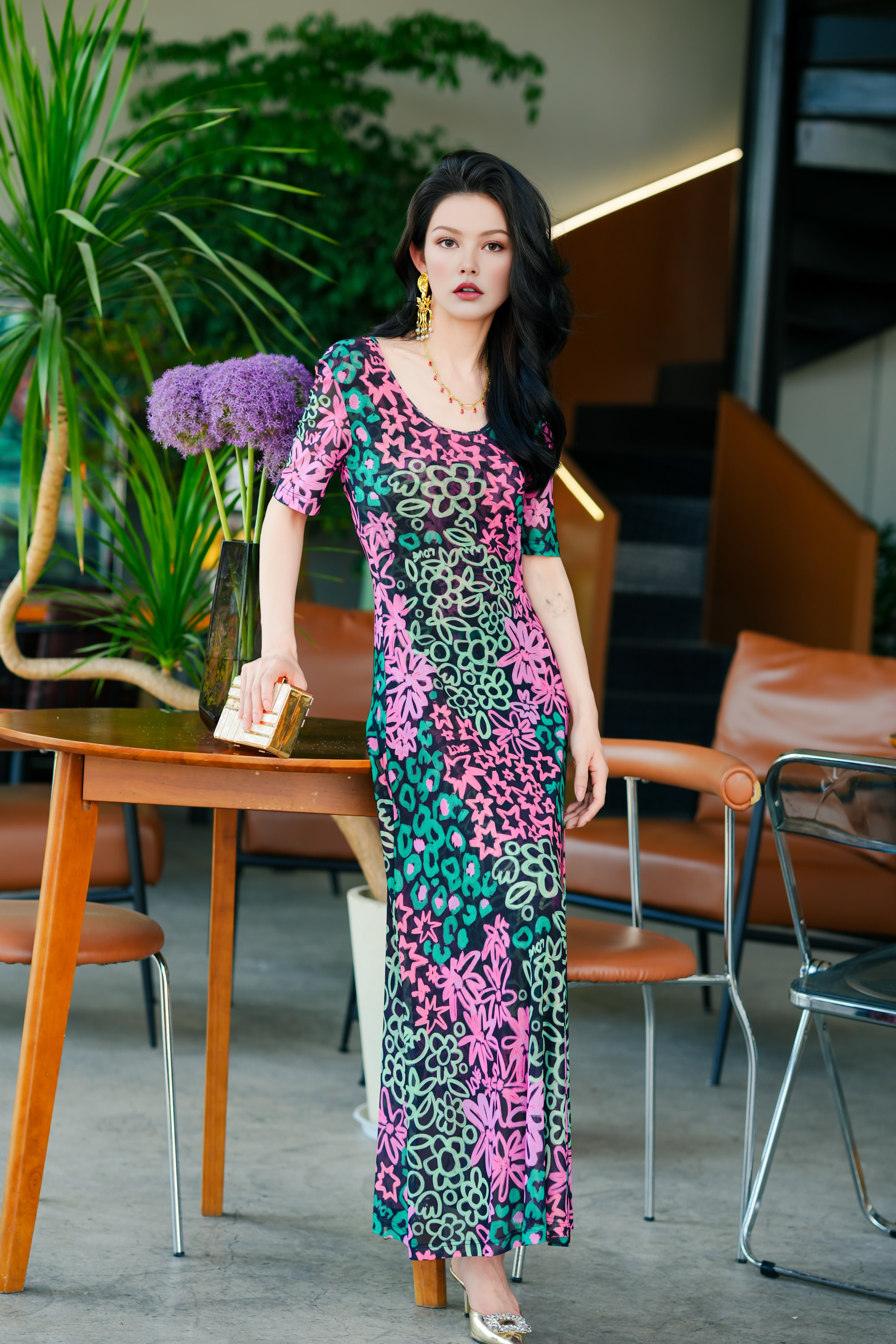 HZHJ original designer's flower sea dance dress French slimming, high-end and stylish, light luxury