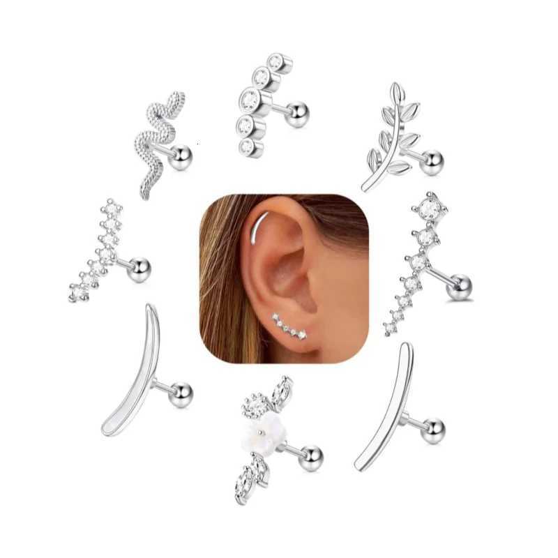 1 Piece 16G Stainless Steel Screw Back Stud Earrings for Women Men Fashion Cubic Zirconia Cartilage Conch Helix Ear Piercing JewelsXJ250718