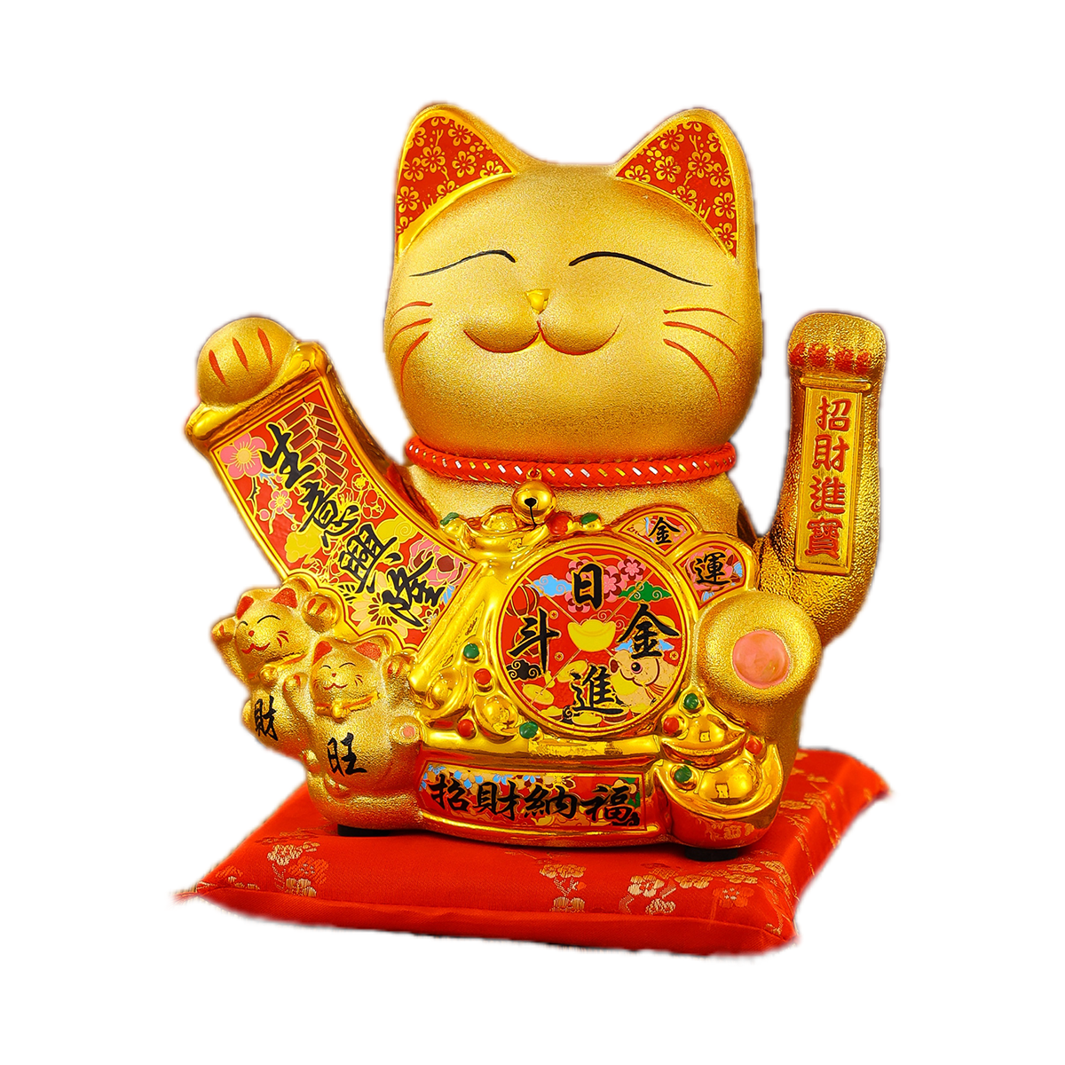Gold Plated Ceramic Lucky Cat Figurine Automatic hand shaking for Home Decor Kitten Statue - Perfect Fengshui Gift Item