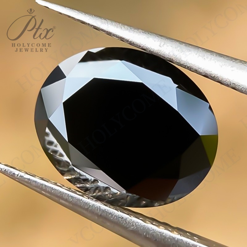 Moissanite Stone Oval Cut Black Color VVS1 Lab Created Pass Diamond Tester Moissanite Gemstone Beads for DIY Jewelry Making with GRA Certificate
