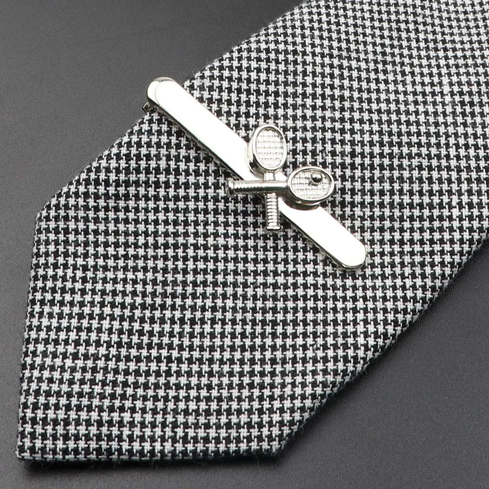 1 Piece Chrome Stainless Tie Clips Guitar lizard Dinosaur Bird Sword Pen Shape Clip for Men Necktie Pin For Mens Gift 250715