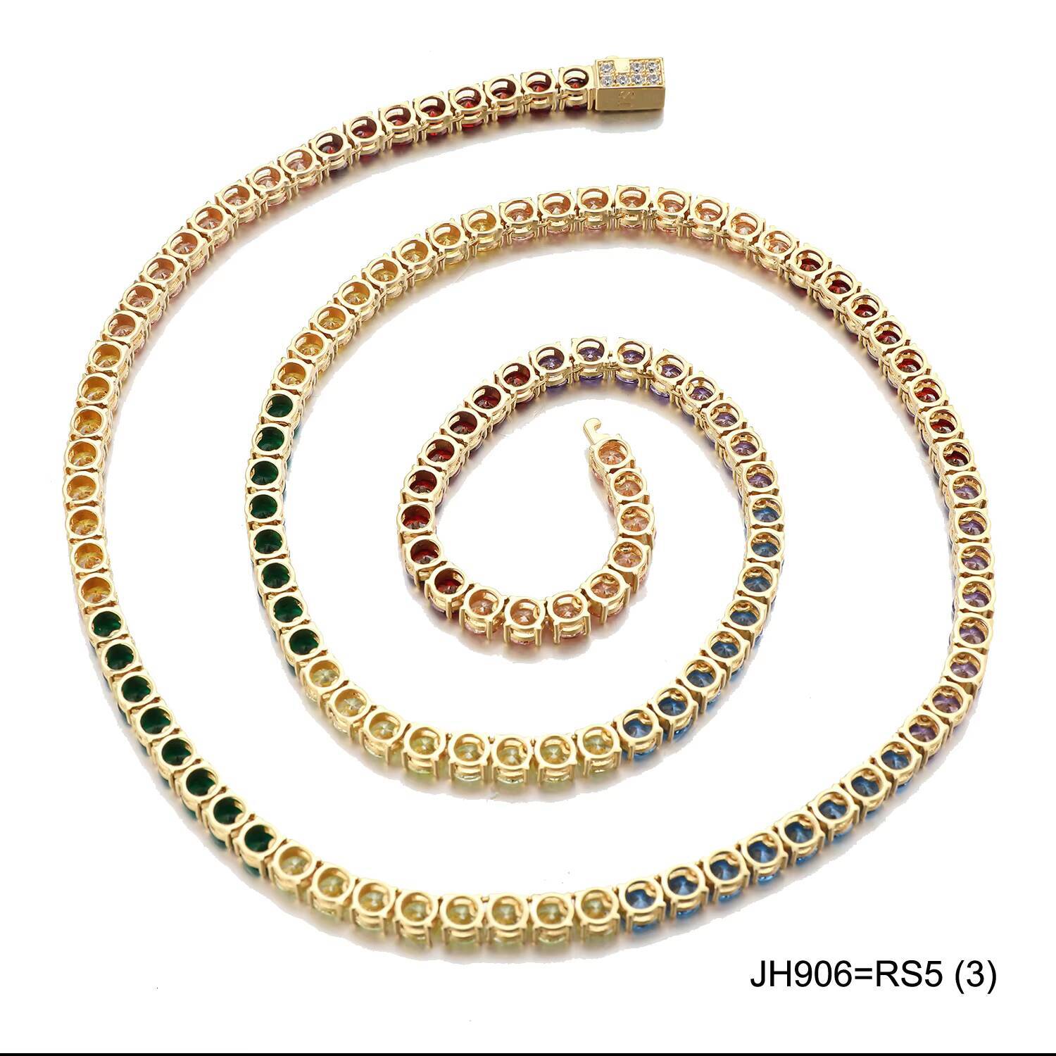 Jasen Classic Brass Silver Tennis Necklace with Cubic Zirconia Moissanite Diamonds Gold Plated Chains for Women and Men