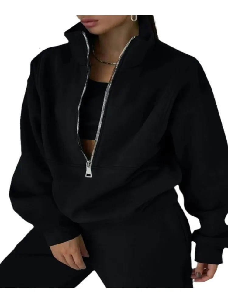 Fashion Street Casual Sports Sweatshirt And Trousers Two-piece Set Autumn Winter Solid Womens Holiday Pants Suit 250714