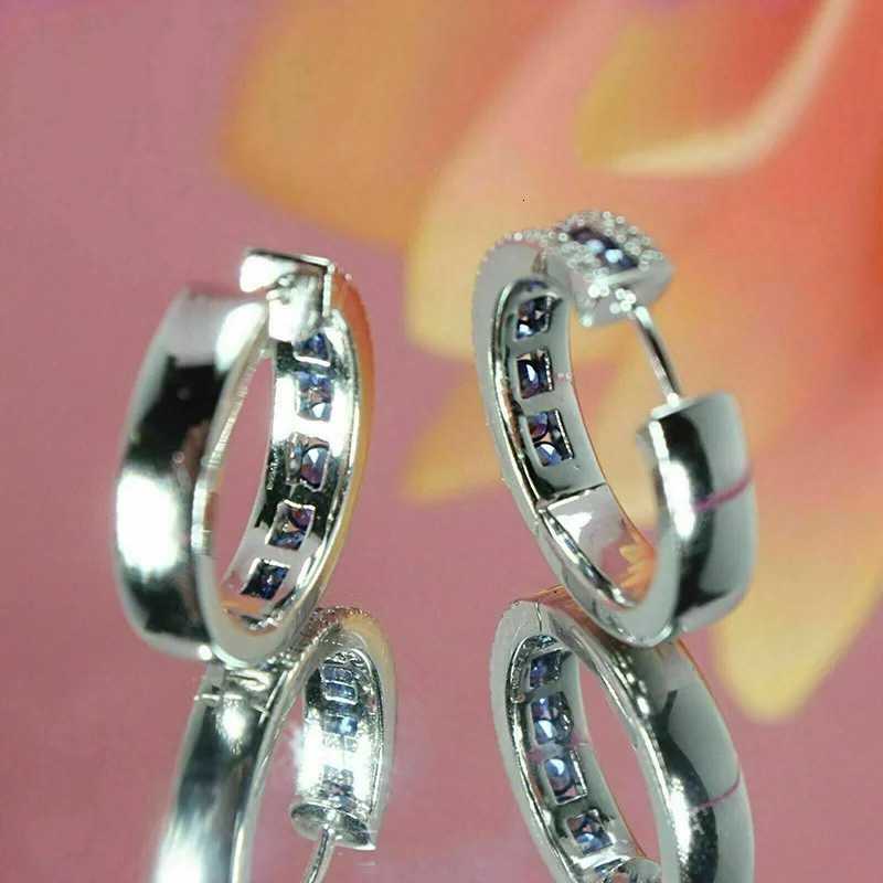 925 Sterling Silver Blue CZ Hoop Earrings for Women Fashion Design Female Ear Circle Earrings Daily Wear Versatile Jewelry XJ250718