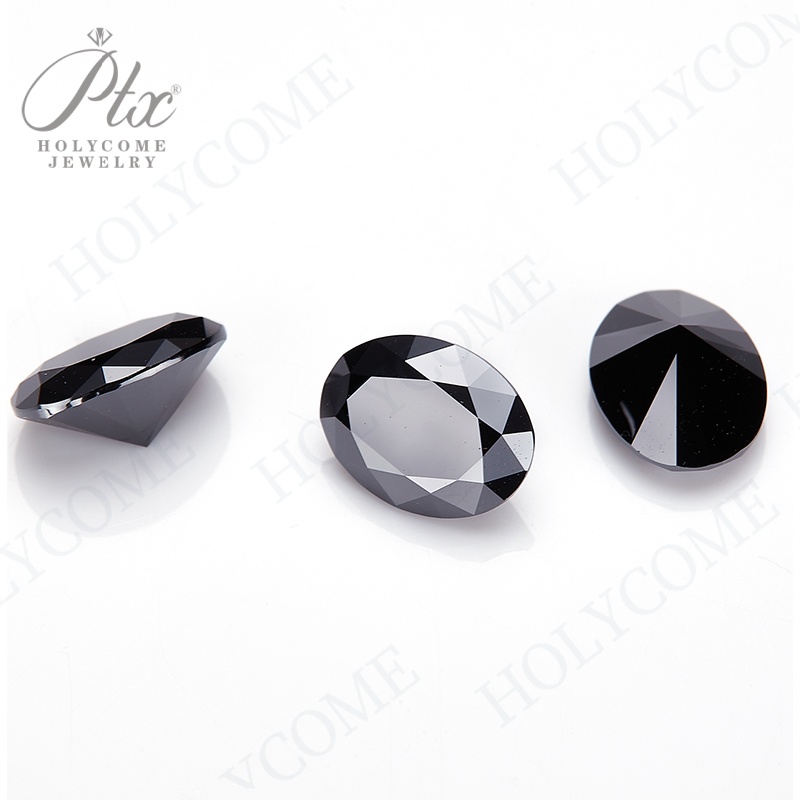 Holycome Black Color Loose Moissanite Stone Oval Cut 0.1~10ct VVS1 Moissanite Gemstones for Diamond Ring with GRA Certificate Precious Gems