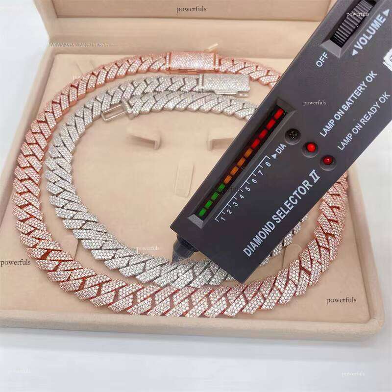 High-Quality 15mm 18inch Vvs Moissanite Cuban Chain Mossan Hip-Hop Necklace