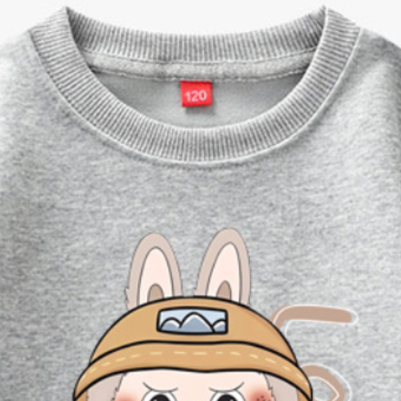 LABUBU pure cotton children's round neck long sleeve top soft and comfortable spring and autumn pattern printed design non-toxic fabric children&