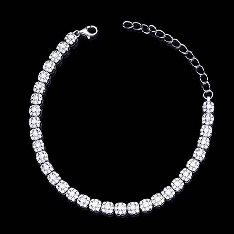 Qianjian Wholesale Moissanite Diamond White Gold Plated 2mm Bracelet Bangle Charms for Men