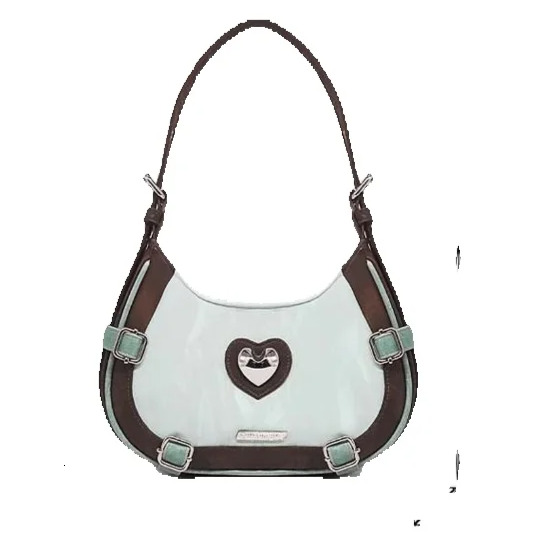 Summer new women's shoulder bag with heart-shaped diamond inlaid crescent shaped armpit bag fashionable women's shoulder bag new designer ba
