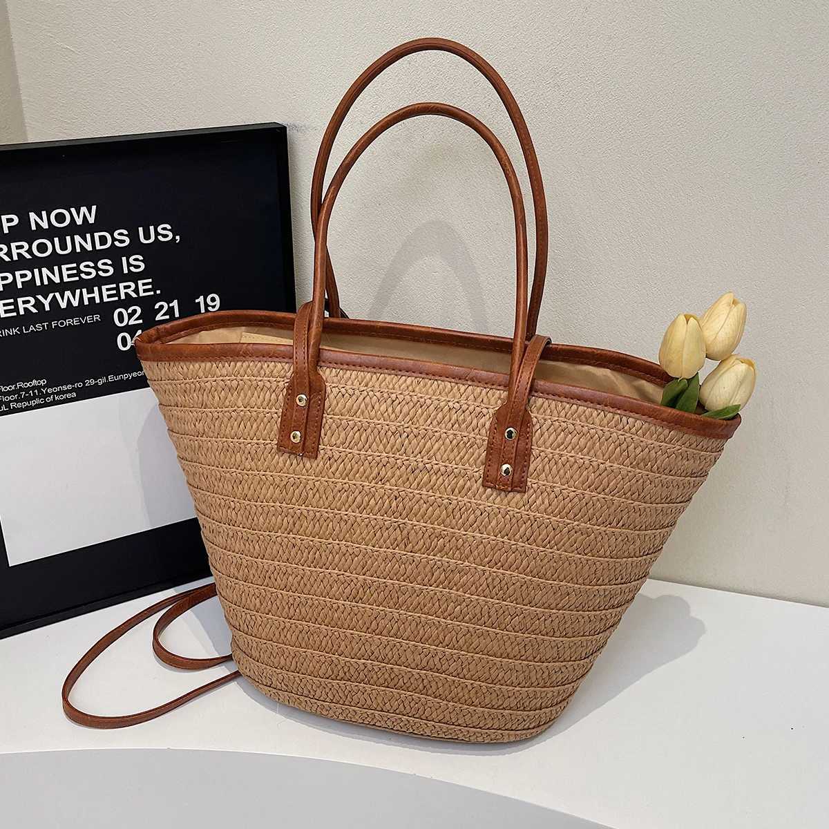 Shoulder Bag Forest Str Bag Womens Seaside Vacation Woven Beach Bag Summer Handmade Bag New Style with Skirt Work Clothing to Work Bag Travel Y250719